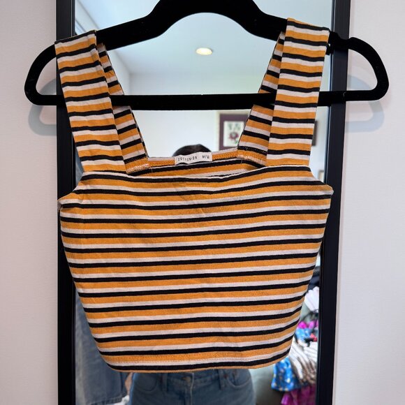 Yellow striped cotton crop top - Picture 1 of 3
